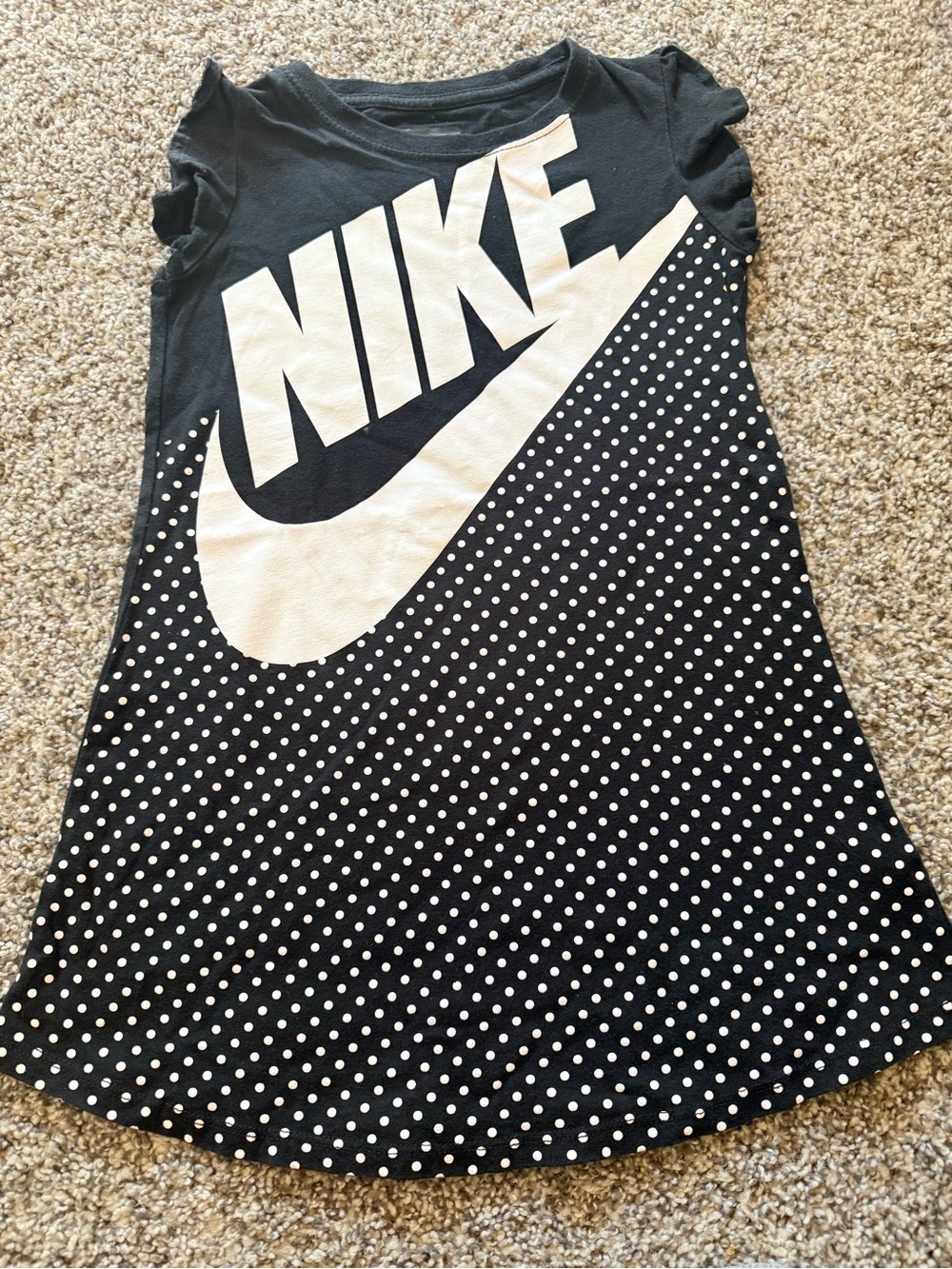 Nike Black and White Polka Dot Girls' Logo Tee Dress